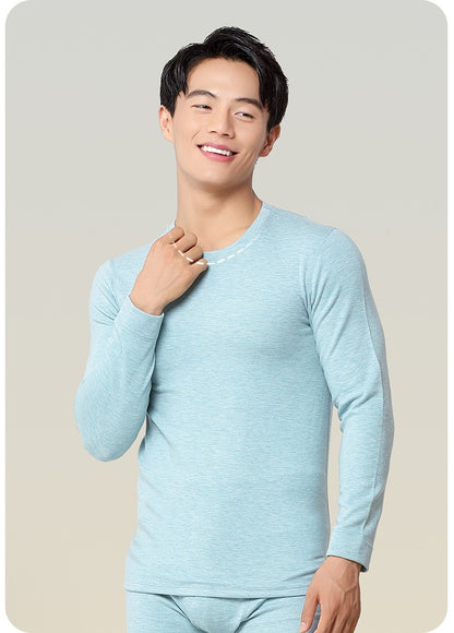 6760 Autumn Winter Keep Warm Slim Underwear Tops Pants For Men Good Quality Mulberry Silk Fleece Thicken Simple Male Sets Gift