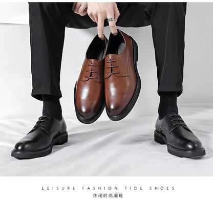 Classic Brogue Office Leather Shoes Men Casual Business Leather Shoes Korean Formal Oxford Men's Dress Shoes
