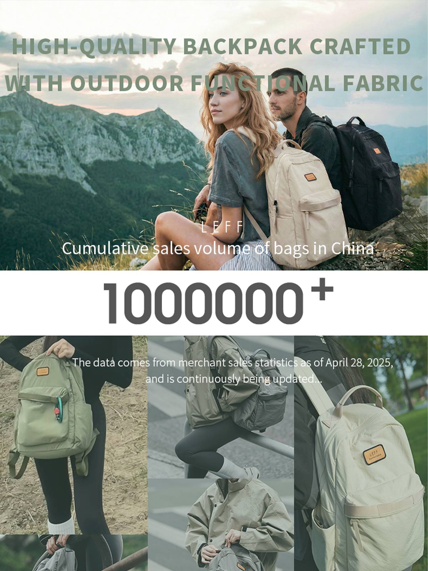 LEFF New Fashion Backpack For Women High Quality Outdoor Travel Waterproof Backpacks Laptop Commuting Bag High End Female Bags