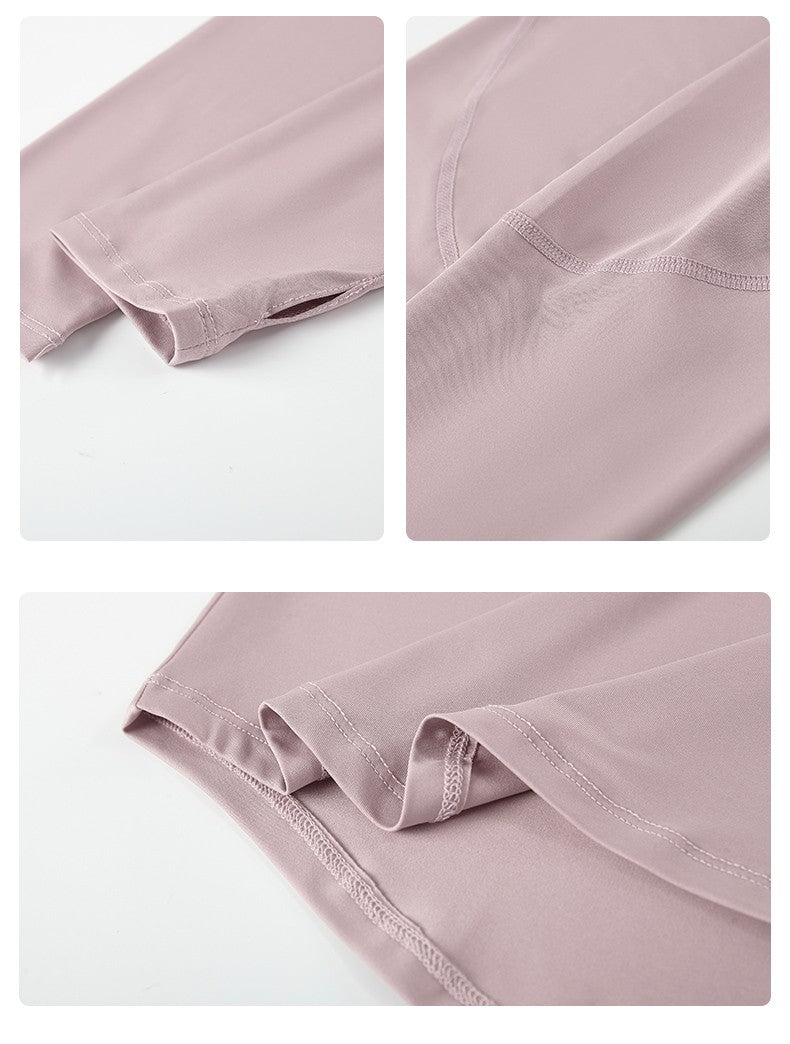 DRUR Women Long Sleeve Yoga Shirt Quick Dry Breathable Workout Top O-Neck Lightweight Pilates Running Tee Activewear Gym Clothes