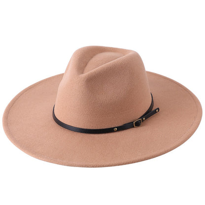 Wool Warm Wide Brim Fedora Hats Women Solid Color Top Jazz Felt Hat For Men Panama Gamble Yellow Hats