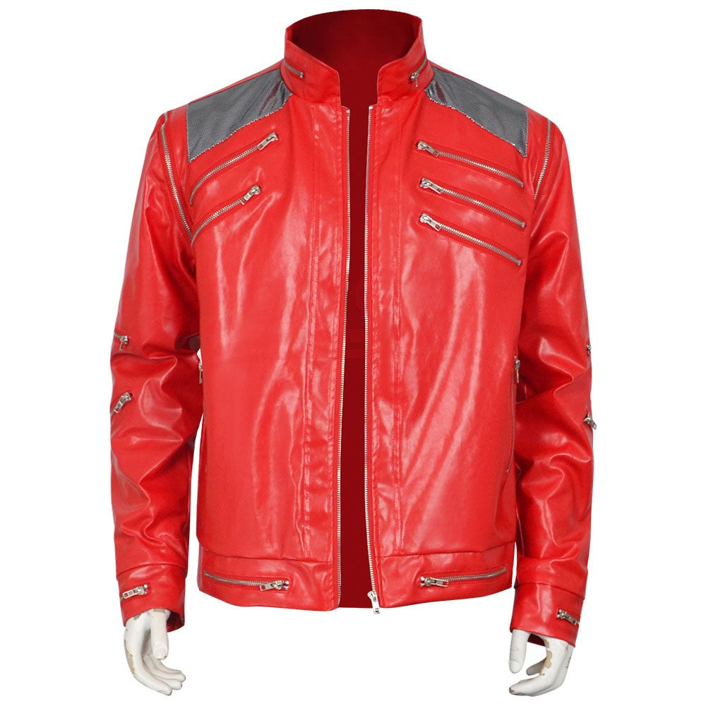 Classic Michael Joseph Jackson Leather Red Thrilling Jacket Halloween Birthday Gift Night Outwear