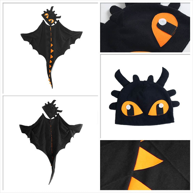 Kids Dragon Costume Cloak with Hat for Girls Boys Toothless Dragon Costume Cape Halloween Christmas Dinosaur Cosplay Costumes