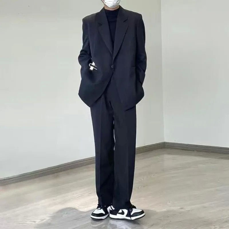 Casual Suit Jacket Men's Spring Summer Blazers Solid Color Long Sleeves Turndown Collar Pockets One Button Tops Jackets