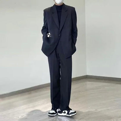 Casual Suit Jacket Men's Spring Summer Blazers Solid Color Long Sleeves Turndown Collar Pockets One Button Tops Jackets