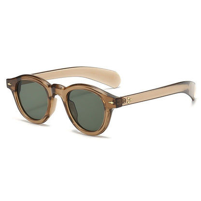 Óculos de sol pequenos redondos da moda femininos retrô com lentes transparentes Ocean Shades UV400 masculinos com rebites estilo punk