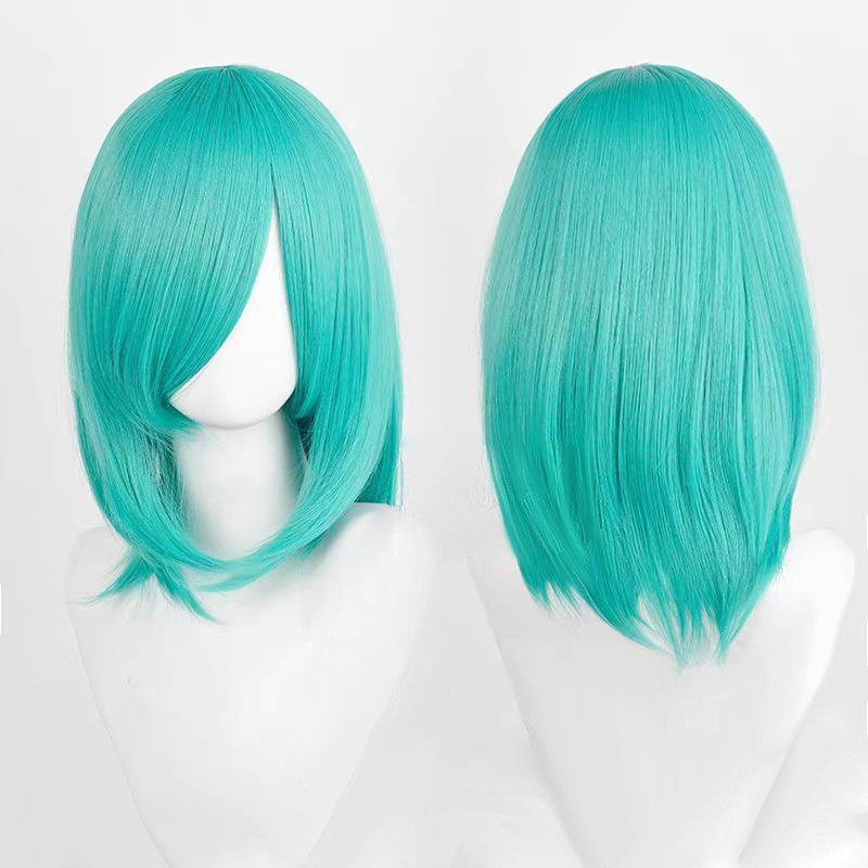 Perucas de Cosplay Multicoloridas 40cm Curtas Retas Masculinas Perucas Sintéticas Resistentes ao Calor para Cosplay de Anime e Festas de Halloween