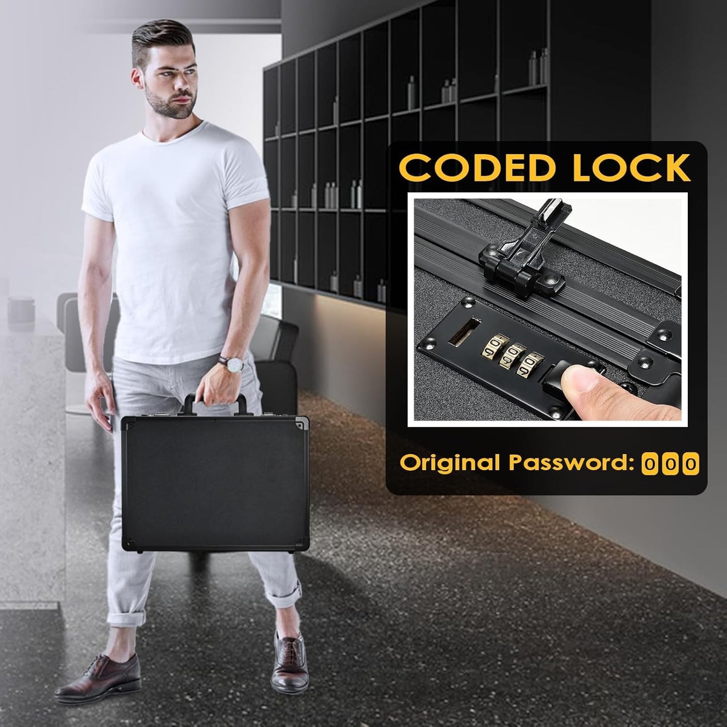 Barber Case with Sliding Tray, Profesional Barbers Briefcase Tool Case for Clippers and Hair Scissors Supplies Travel Suitcase