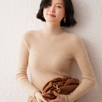 New women's sweater 100% pure cashmere high neck knitted pullover Korean version slim fit hot selling fashionable sweater
