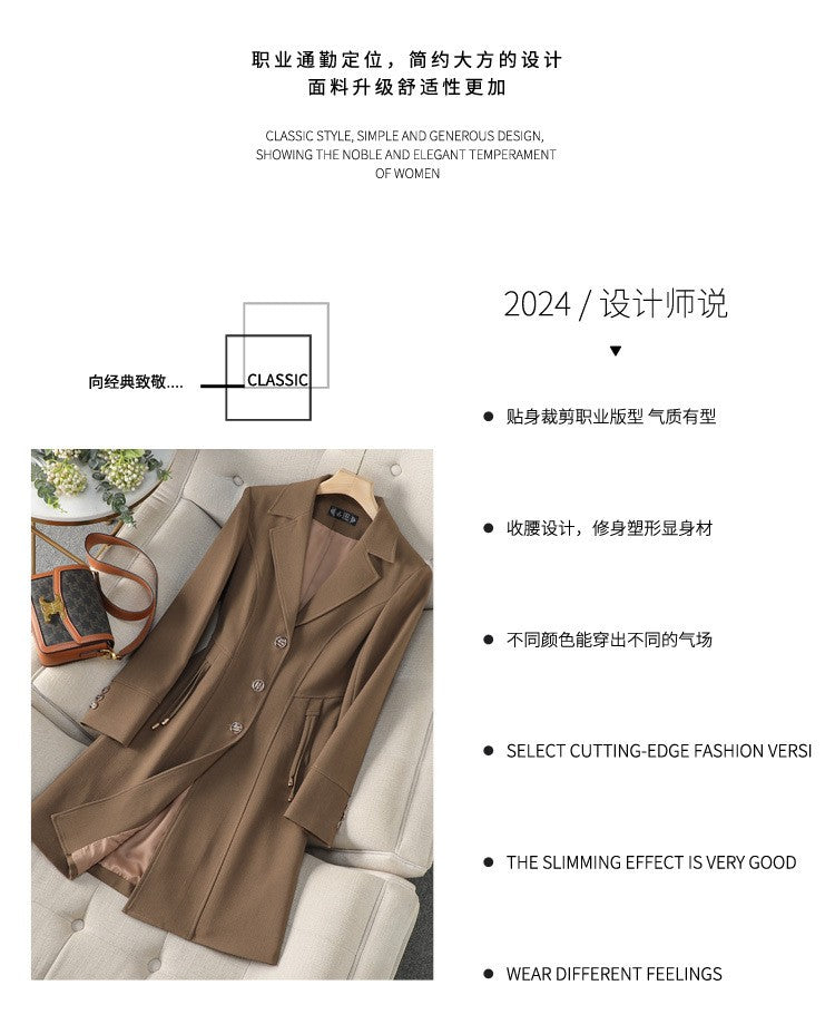 High End Female Coat Long Slim Trench Coat For Women’S England Single Breasted Khaki Women Windbreaker Larger Size Outwear