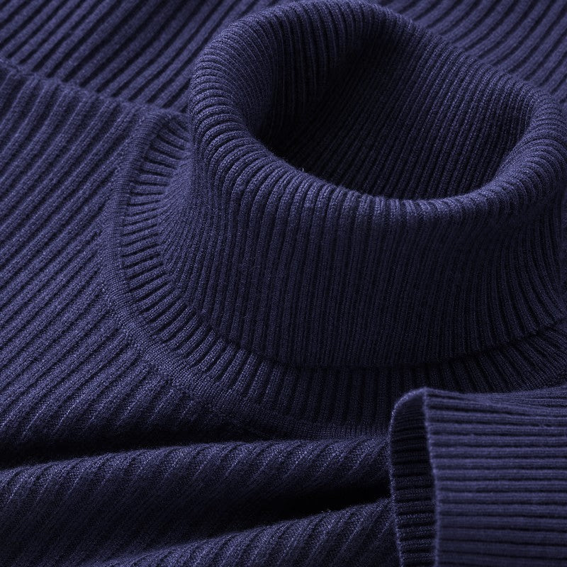 Autumn Men's Long Sleeved Turtleneck Sweater Stripes Knitted Heavyweight Sweaters Winter Outdoor Solid Color Daily Warm Coats