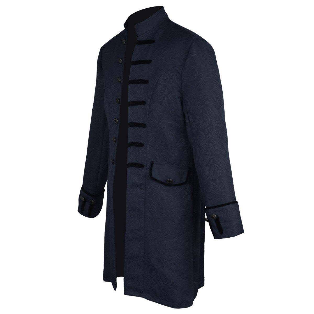 Men's Medieval Style Windbreaker Coat Vintage Lapel Jacquard Medium Length Trench Coat Halloween Party Costume Retro Outerwear