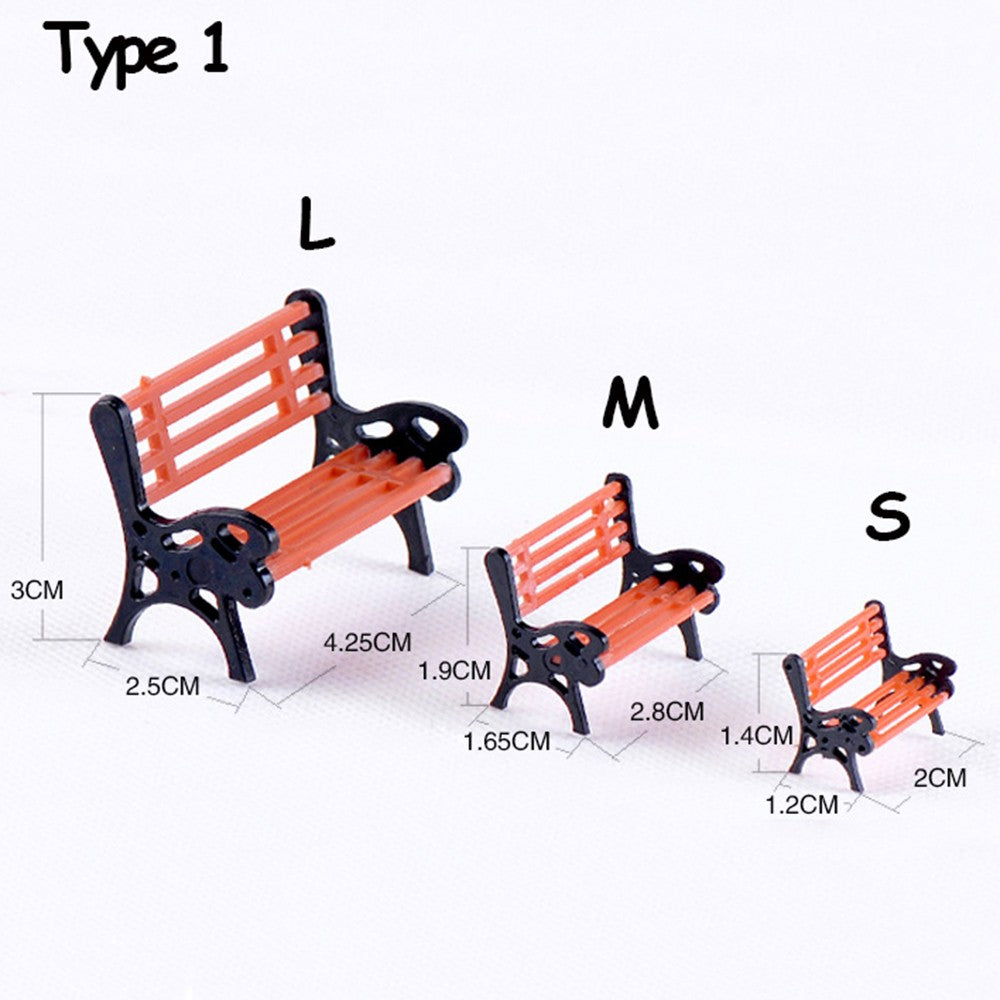 1SET Doll House Miniature Bench Stools White Chair Cute Fairy Garden Gnome Moss Terrarium Bonsai DIY Craft Home Decoration