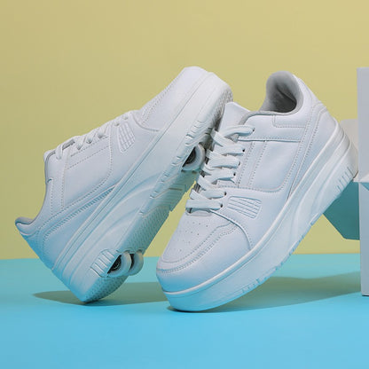 4 Wheel Skate Roller Shoes For Boys Girls Pulleys Sneakers Casual Outdoor Sports Slide Shrink School Students Walking Shoes