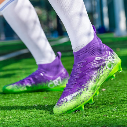 Men Soccer Shoes Football Boots Ultra-light Non-slip Long Spikes Outdoor Professional Cleats Grass Sports Shoes Match Sneakers