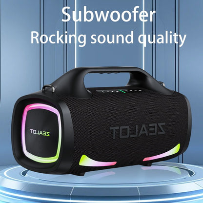 Caixa de Som Sem Fio Zealot S79 100W, Subwoofer Portátil para Exterior, Qualidade de Som Hifi, Pareamento Duplo, Carregamento Rápido, 24000mAh.