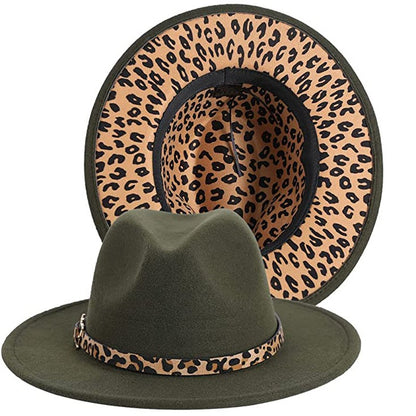 Two Tone Fedoras Jazz Hats Cowboy Hats for Women and Men Leopard Bottom Wool Felt Party Church Dresses Hat Wholesale ?????