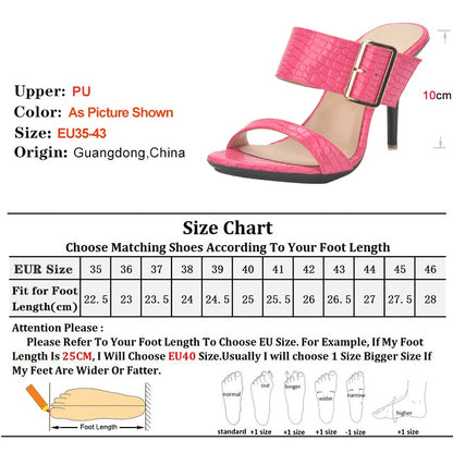 New Summer Buckle Strap Outside Women Slipper  Open Toe High Heeled 10CM Women's Sandals Thin Heels Neutral Slippers Party Pumps