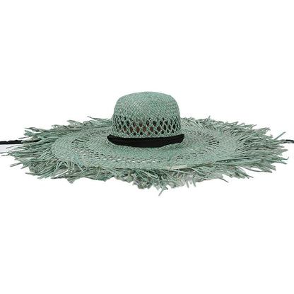 Straw hat women summer Large eaves beach vacation photo sunscreen straw hat personality European style foldable beach hat