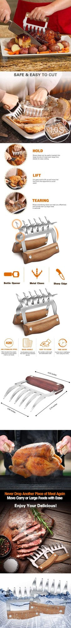 1pc Bear Claws Barbecue Fork Pull Shred Pork Shredde Manual Meat Clamp Roasting Fork Kitchen Tool Bbq Accessories Free Shipping