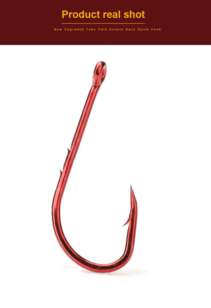 Anzóis de Pesca Vermelhos FTK 1/0-10# Iscas de Pesca com Farpa para Mar Haste Bico Porta-Isca Viva Jig de Pesca para Carpa Acessórios Anzóis de Minhoca