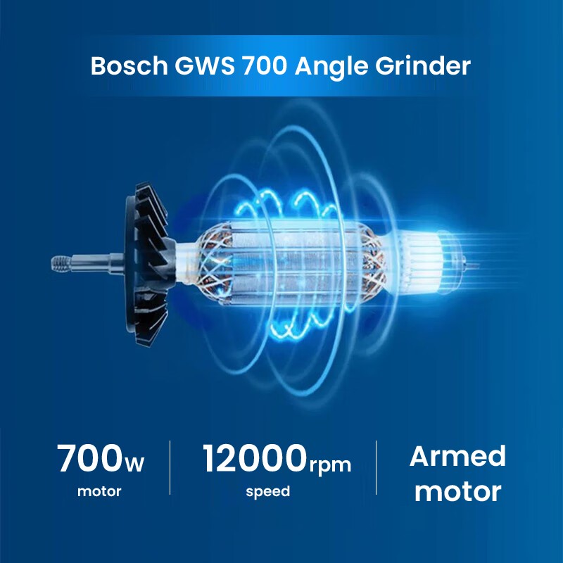 Esmerilhadeira Angular Elétrica Bosch GWS700 12000Rpm Máquina de Moer Multifuncional Portátil para Polimento de Metal Ferramentas Elétricas de Corte