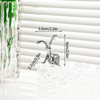 Long-Eared Rabbit Statue Cartoon Rabbit Figurines Car Accessories Bedroom Desktop Decoration Auto Interior Dashboard Ornaments