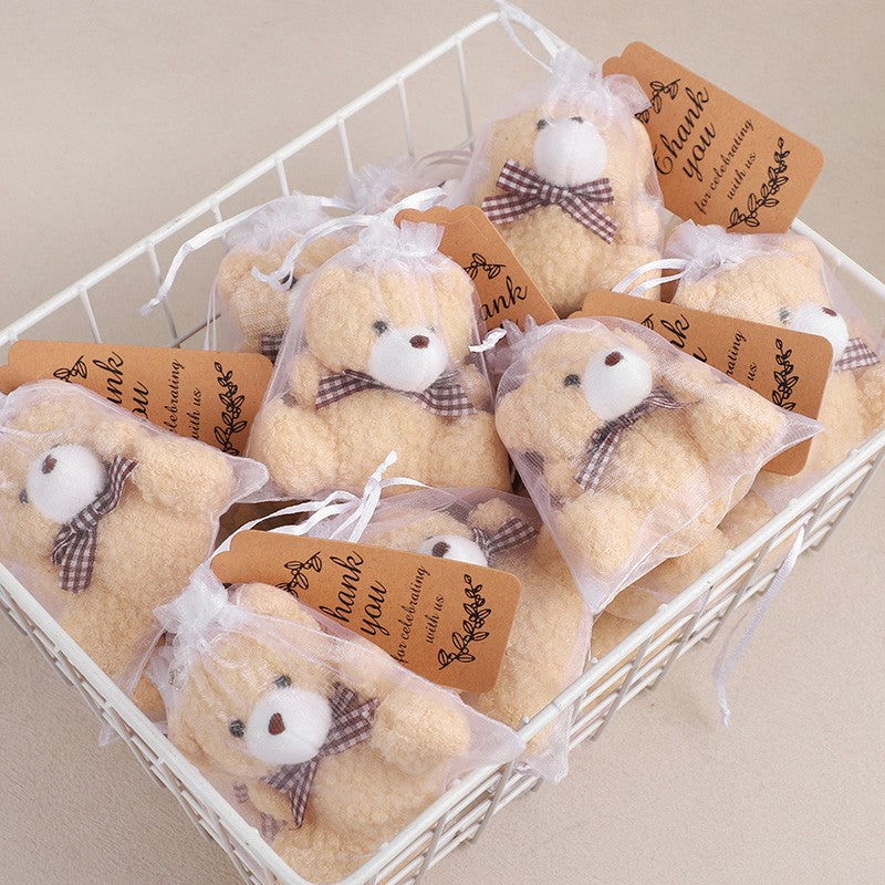30pcs/10set Bear Gift with Organza Bag Thank You Card for Baby Shower Wedding Decoration Supplies Kids Birthday Party Guest Gift