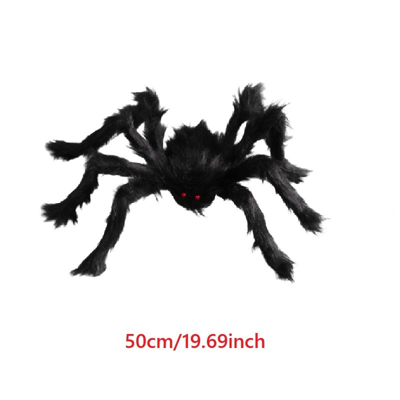 Giant Black Plush Spider Halloween Decoration 30-200cm Horror Haunted House Props Indoor Outdoor Party Scary Decor