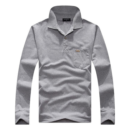 Cotton Polos Men Long Sleeve Mens Polo Shirt Spring Autumn Striped Male Polo Dress Classic Business 2018 Father Gift Drop Ship