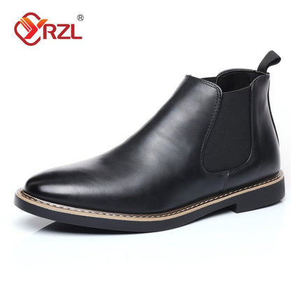YRZL 39~47 Men Chelsea Boots Brand Retro Comfortable PU Leather Ankle Boots Men 2025 Fashion Black Brown Mens Boots