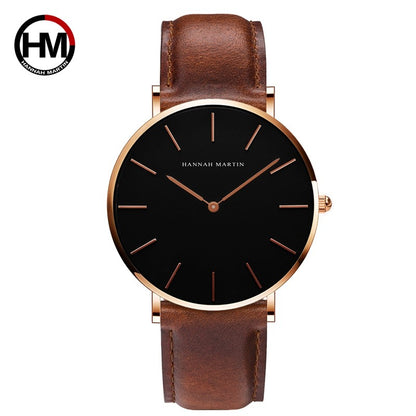 HANNAH MARTIN Brand Japan Quartz Movement Men Waterproof Wrist Watches Fashion Luxury Ultra Thin Nylon Creative Ladies Watches