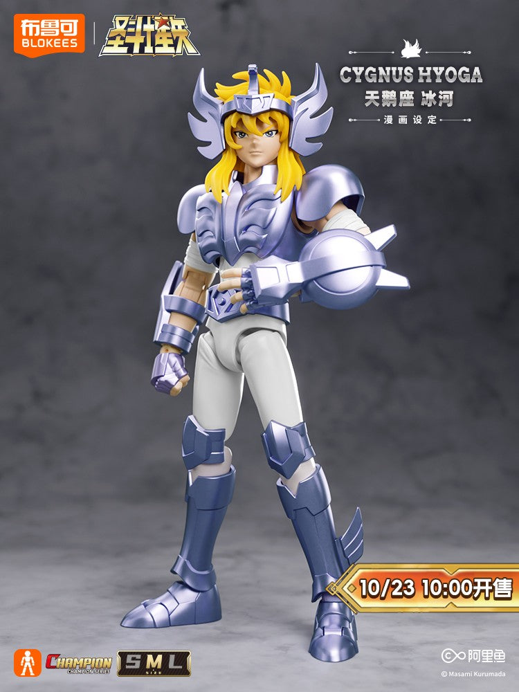 Blokees Saint Seiya Cisne Hyoga Pégaso Seiya Cavaleiros do Zodíaco Aquário Camus Áries Mu Action Figures Modelo de Anime Estátua Brinquedos