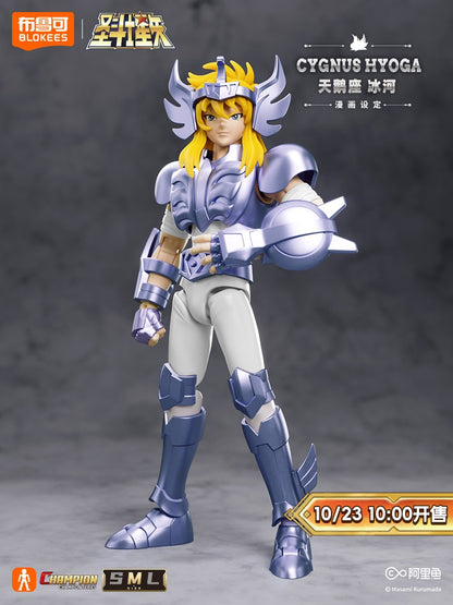 Blokees Saint Seiya Cisne Hyoga Pégaso Seiya Cavaleiros do Zodíaco Aquário Camus Áries Mu Action Figures Modelo de Anime Estátua Brinquedos