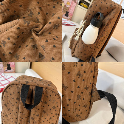 Mochila de Veludo Cotelê Outono Inverno Nova Mochila de Grande Capacidade para Aulas, Deslocamento, Mochila Versátil, Mochila de Viagem ao Ar Livre