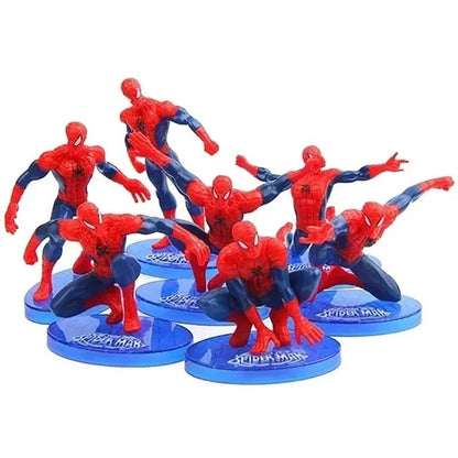 Marvel Homem-Aranha 7 peças/Conjunto de Bonecos de Ação Colecionáveis Anime Vingadores Homens-Aranha Decoração de Bolo Brinquedos para Crianças Presentes 8-10cm