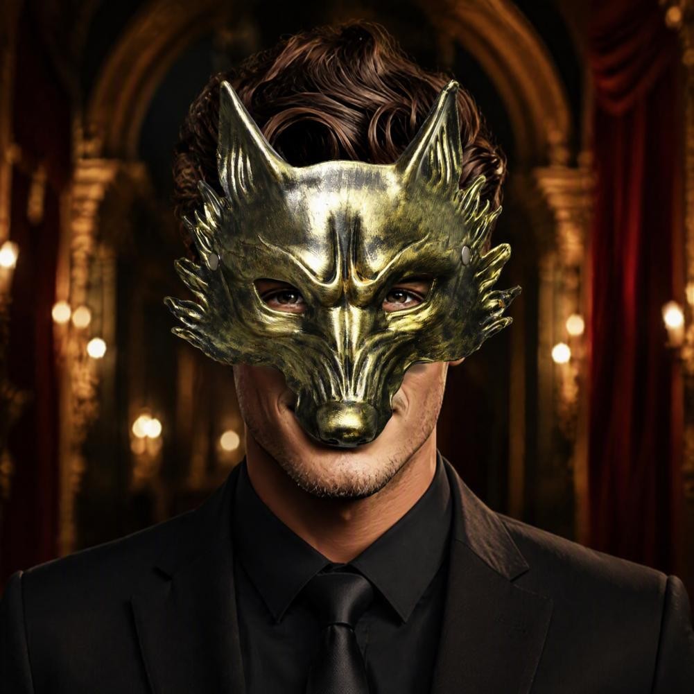 Breathable Foam Masks for Parties Wolf Mask for Halloween Black Gold Wolf Halloween Mask 3d Pu Foam Cosplay Headpiece