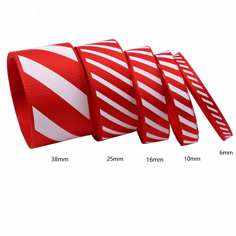 Diagonal Striped Thread Ribbon, 10 Yards Carnival Gift Box Packaging Ribbon for Holiday Scene Christmas Decoration
