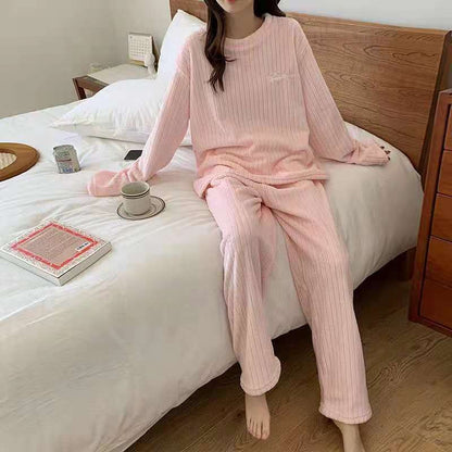 New Autumn/Winter Coral Fleece Pyjamas for Women Thickened Homewear Student Comfort Cotton Fleece Plus Size Fashion Pyjama Set