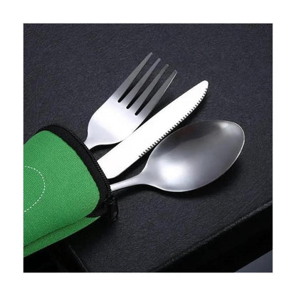 7/3 Peças Conjunto de Talheres de Aço Inoxidável para Acampamento ao Ar Livre Faca de Bife Garfo Colher para Comida Ocidental Bolsa de Pano Criativa Portátil