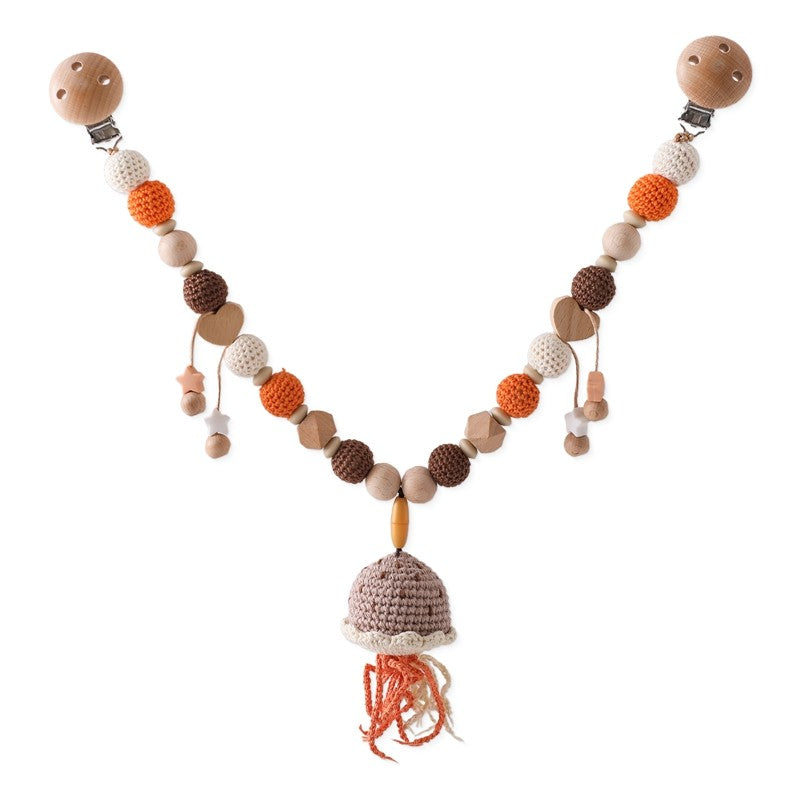 Baby Crochet Stroller Toys Wooden Hanging Ocean Stroller Teething Rattle Bell Animal Mobiles Gym Stroller Pendants Gifts Toys