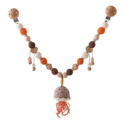 Baby Crochet Stroller Toys Wooden Hanging Ocean Stroller Teething Rattle Bell Animal Mobiles Gym Stroller Pendants Gifts Toys
