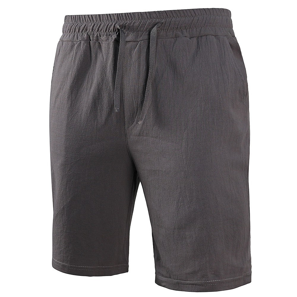 KB New Men's Cotton Linen Shorts Pants Male Summer Breathable Solid Color Linen Trousers Fitness Streetwear S-3XL