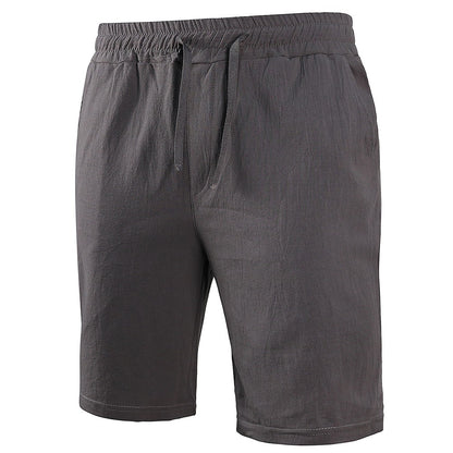 KB New Men's Cotton Linen Shorts Pants Male Summer Breathable Solid Color Linen Trousers Fitness Streetwear S-3XL