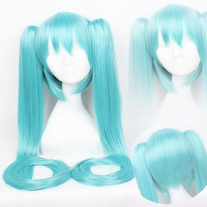 120CM Long Synthetic Hair Clips 2 Ponytails Lolita Green Pink Heat Resistant Party Wigs Synthetic Hair Hatsune Miku Wig Cosplay