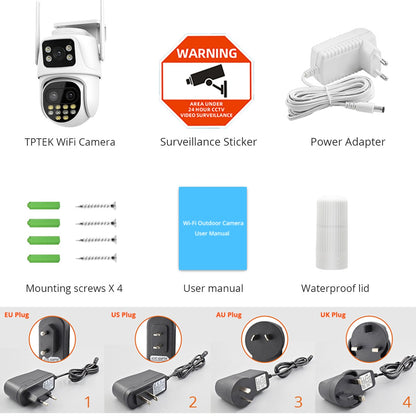 9MP WIFI IP Camera Three Lens Dual Screen With 8X Zoom 6MP PTZ Camera Ai Auto Tracking Security Video Surveillance Camera iCSee