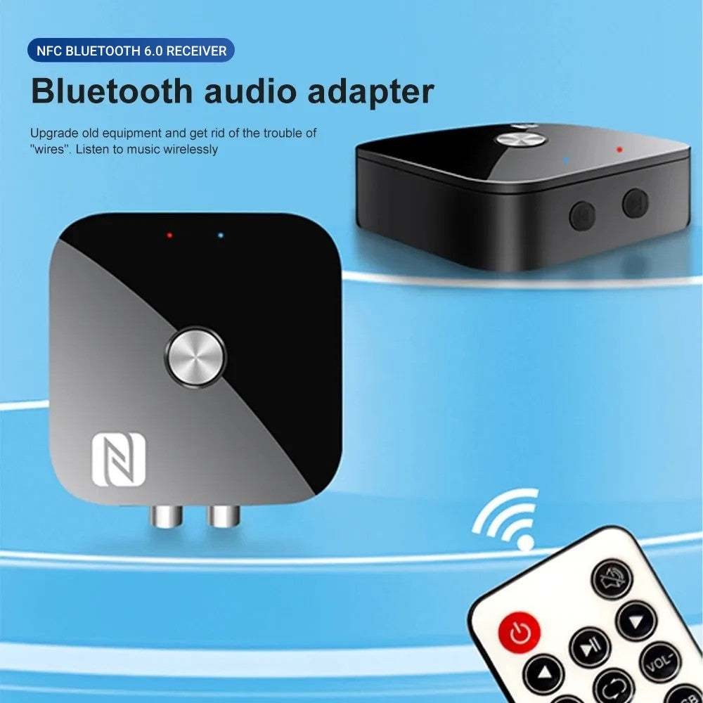 NFC Bluetooth 6.0 Audio Receiver Aux 3.5mm 2RCA Music Wireless Adapter With Mic USB U-Disk Play Remote Control for TV Car