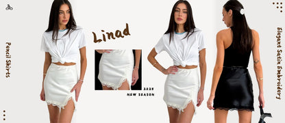 Linad Summer Sexy Satin White Mini Skirts For Women Street Chic Red High Waist S