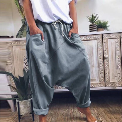 Women's Casual Harem Crotch Pants, Fashionable Lace-up Harem Pants, Women Trousers, Oversized Hip-hop Streetwear Woman