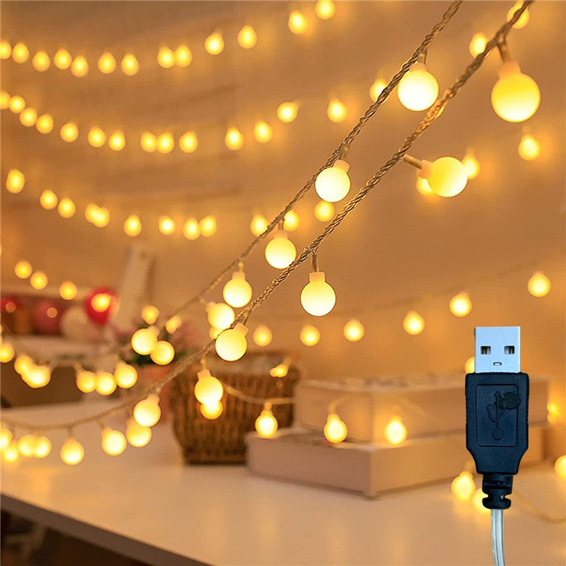 Led Globe String Lights USB Fairy String Light 50 Leds Plug in Decor for Indoor Outdoor Party Wedding Christmas Tree Garden